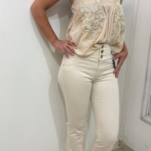 Jean Viga 3 Botones Beige 9902